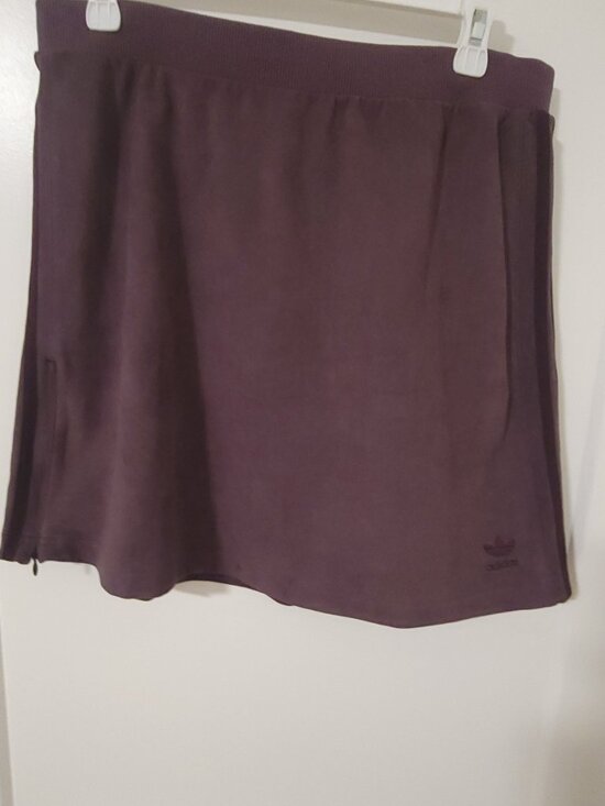 Adidas Purple Velvet-Touch Mini Skirt - High Waist - Size Large - Athleisure - Picture 2 of 4